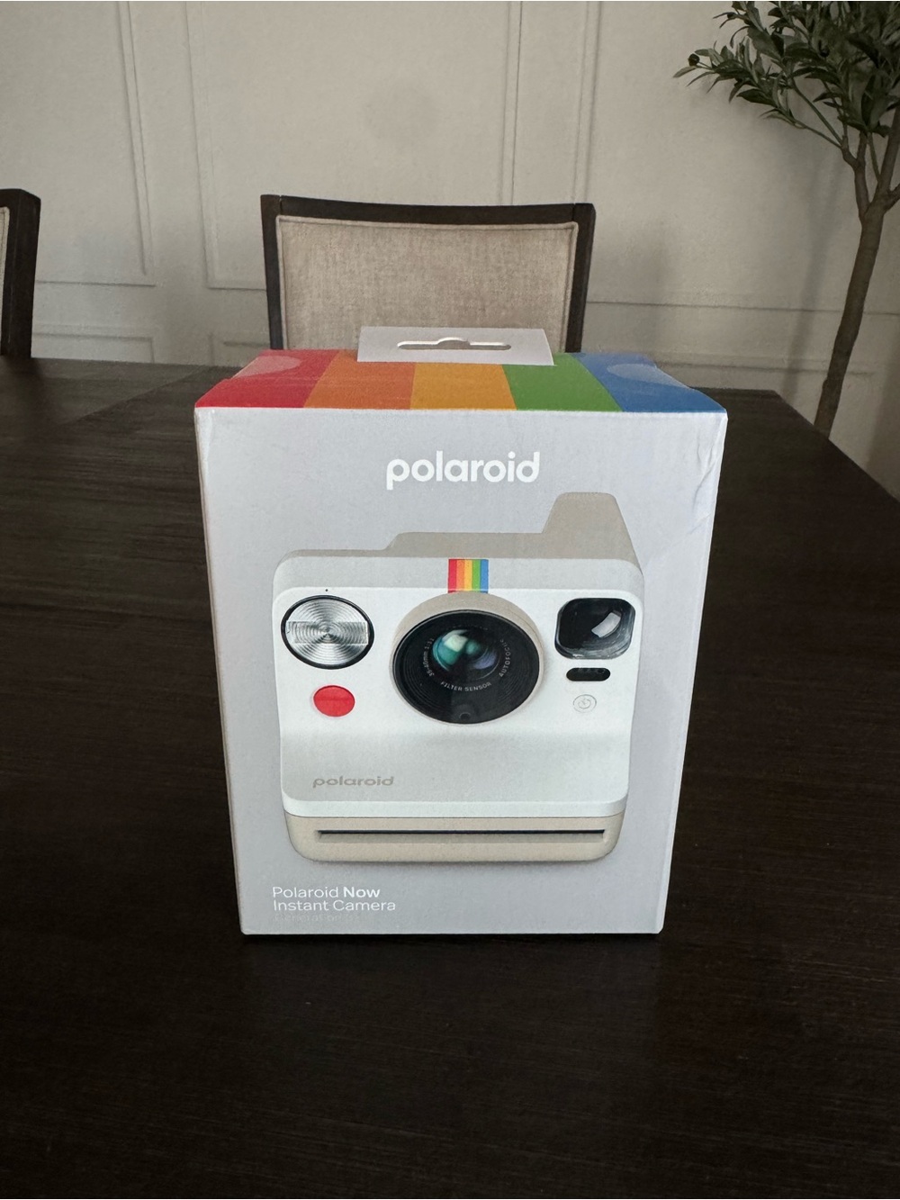 Polaroid White Instant Camera with Rainbow Stripe